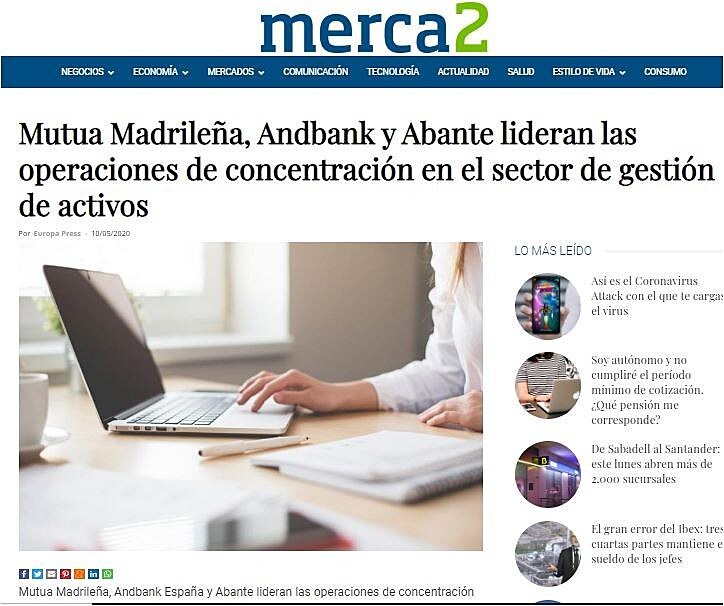Mutua Madrilea, Andbank y Abante lideran las operaciones de concentracin en el sector de gestin de activos